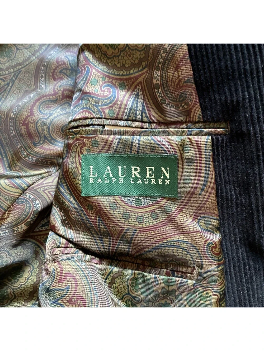 Vtg Lauren Ralph Lauren Dark Brown Corduroy Blazer Sport Coat Men’s Size 41R